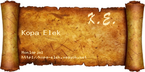 Kopa Elek névjegykártya